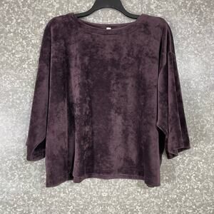 J Jill Pure Jill Women's Purple Velour Oversized Crop Sweatshirt - Size Medium